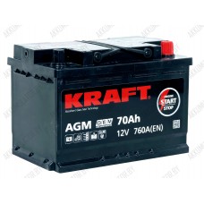 Аккумулятор Kraft AGM / 70Ah / 760А