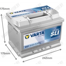 Аккумулятор Varta SLI Dynamic D21 / [561400060] / 61Ah / 600А / Низкий
