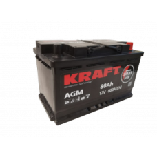 Аккумулятор KRAFT AGM / 80Ah / 800А